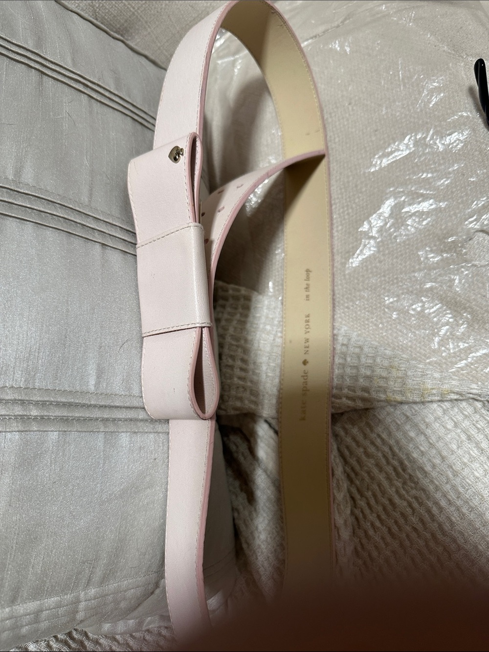 kate spade Pale Pink Leather Bow Belt